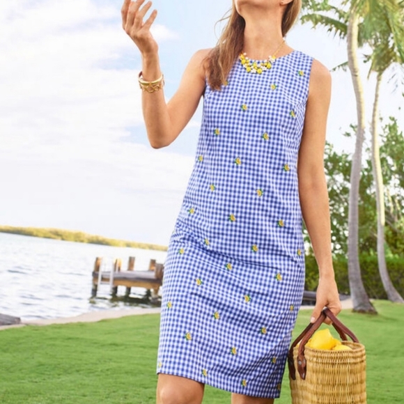 Talbots Dresses & Skirts - NWT Talbots Gingham Embroidered Lemon Dress 14 P